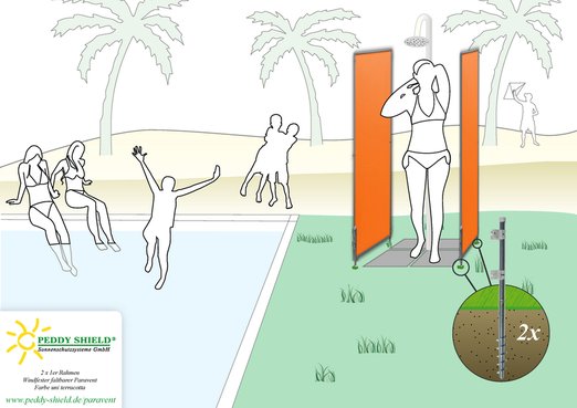 Windschutz Swimming Pool mit Paravent - 