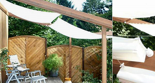 Beschattung Pergola mit Seilspann-Sonnensegeln