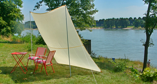 Windschutz Camping Freizeit mit Paravent u. Sonnensegeln - 